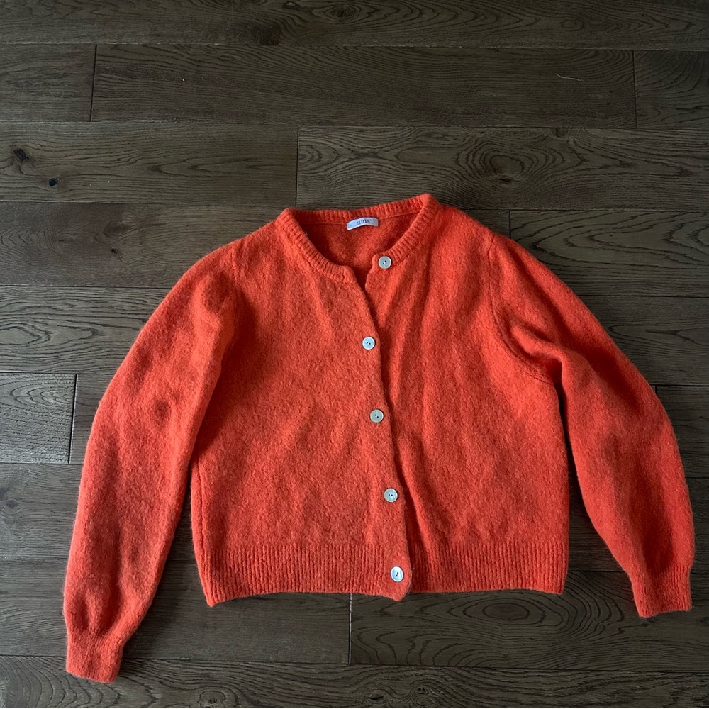 NWOT Naïs Alpaca Wool Blend Orange Cardigan Sweater Small Made In Italy